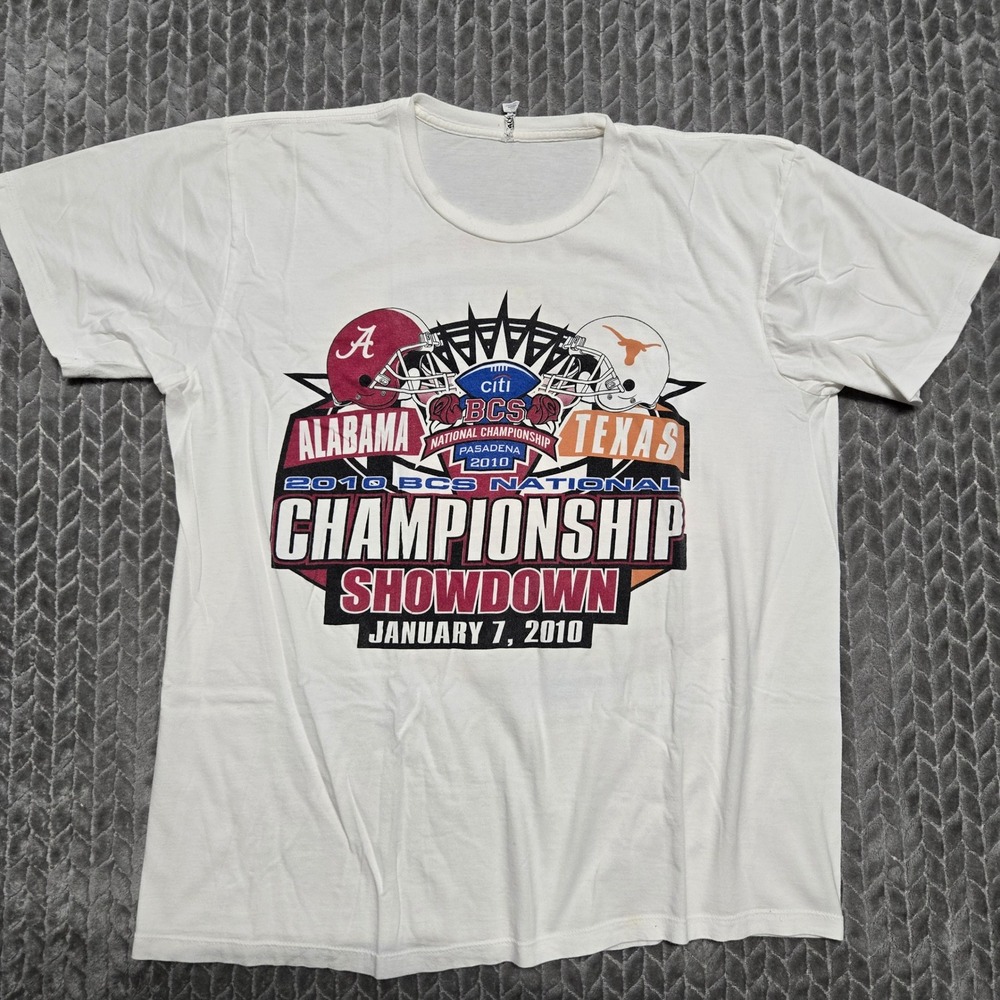 Alabama vs Texas 2010 BCS National Championship T-Shirt White Mens Large